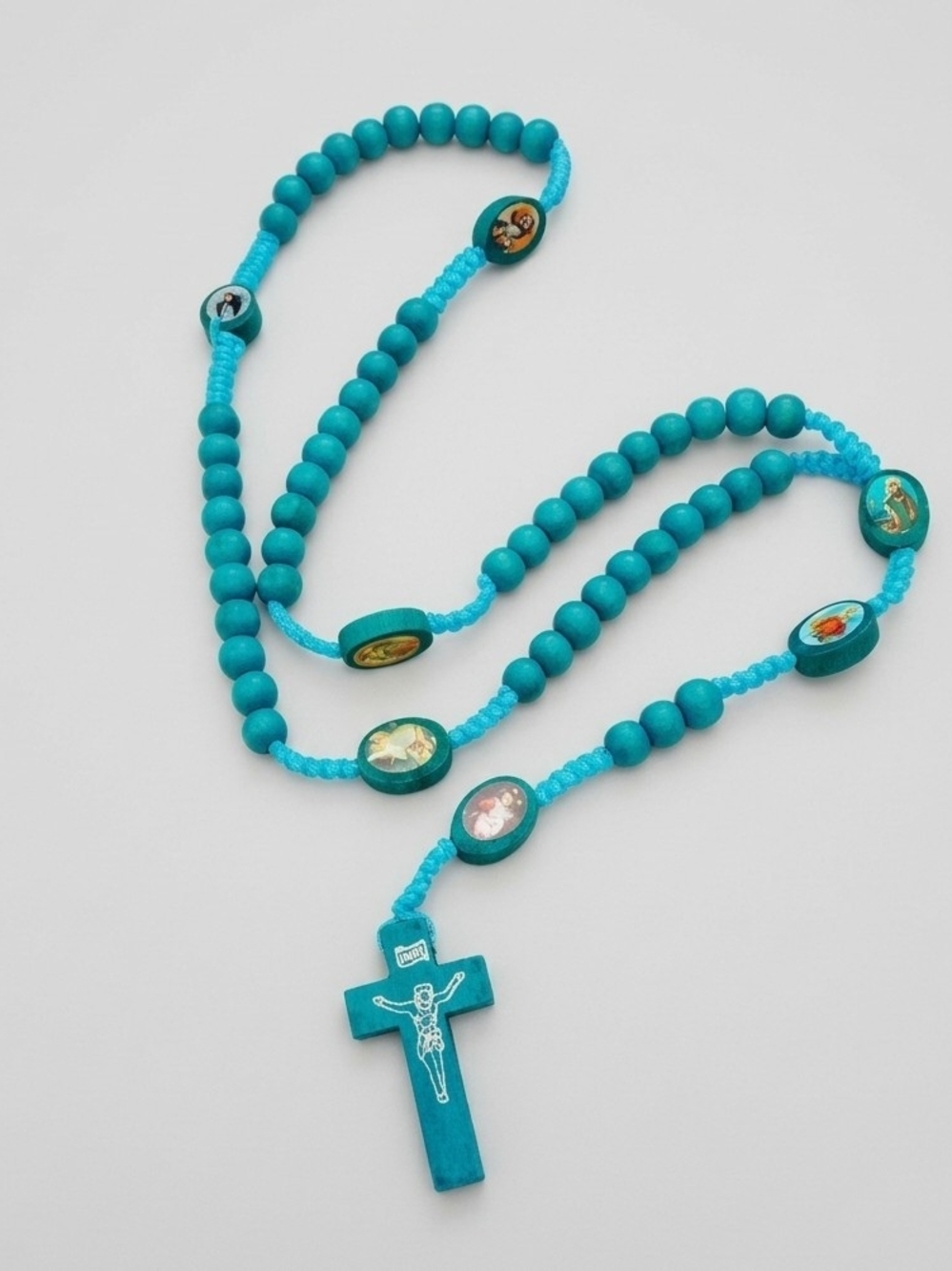 Turquoise Devotional Beaded Rosary Necklace - Unbranded